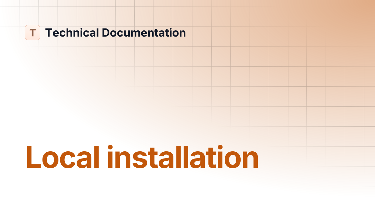 Local installation | ENGLISH - version 2.3 | Technical Documentation